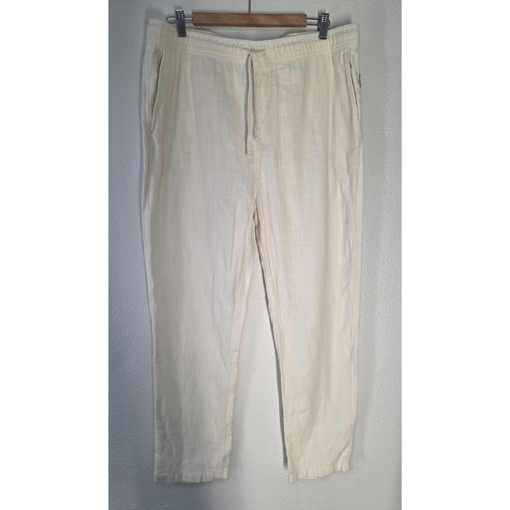 Onia Men's Pants XL Off-White Casual Cotton Linen Resort Trousers Slacks